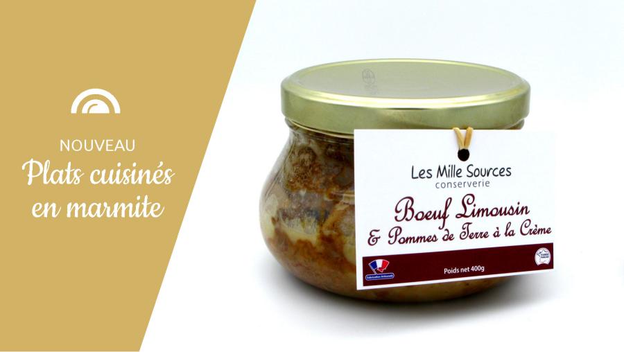 Nouveauté les Mille Sources : des plats cuisinés 400gr en marmite !