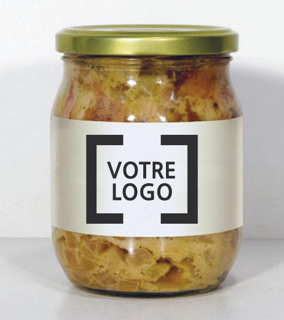 Production personnalisée de conserves et de plats cuisinés. Toute une gamme de produits packagés à votre couleur et à votre logo !
